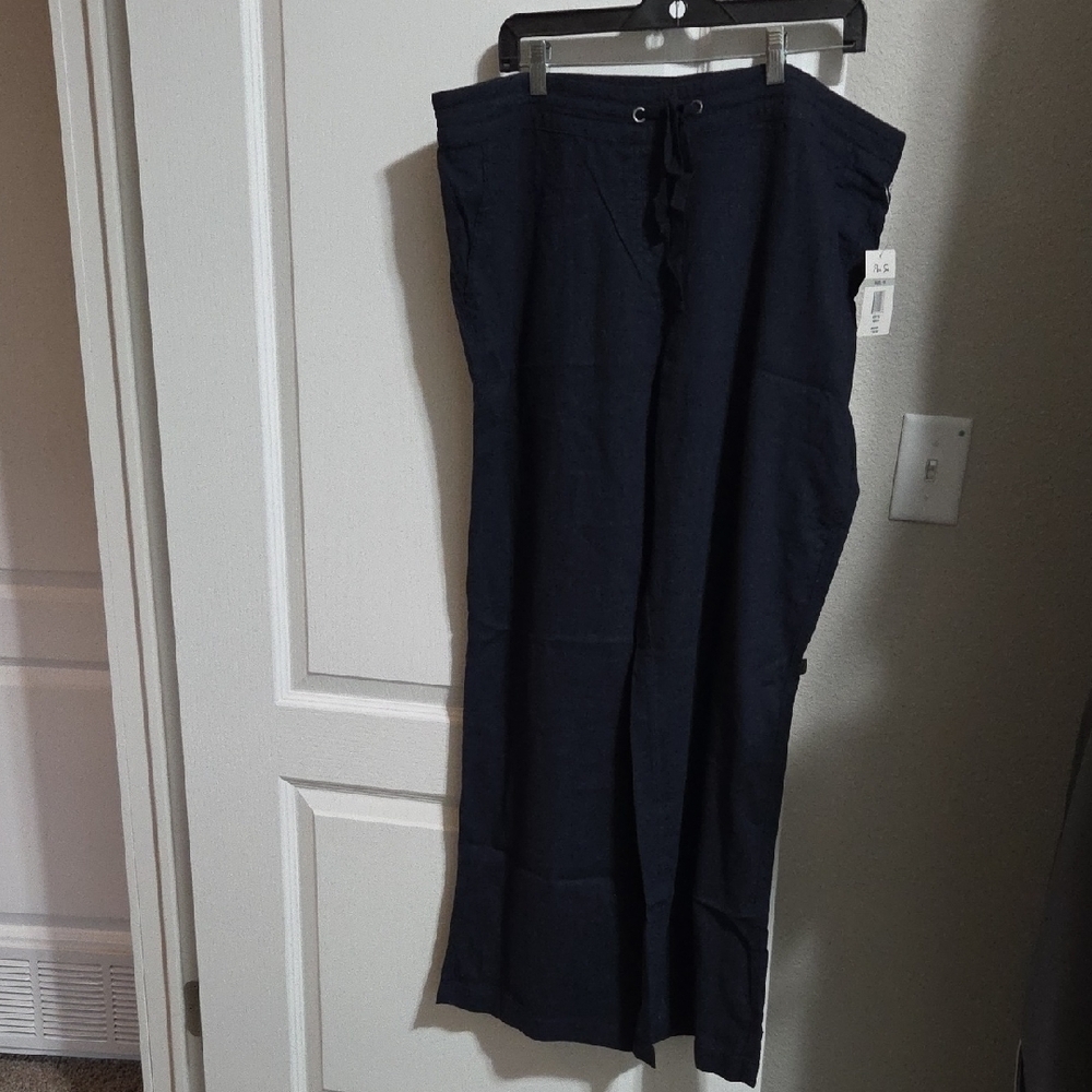 Per Se Women's Navy Wide Leg Pants Size 1X
